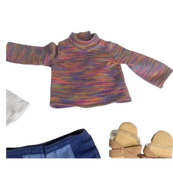 American Girl Julie Meet Outfit 1st Ed Jeans Belt Turtleneck Blouse Shoes Panty - Picture 8 of 12